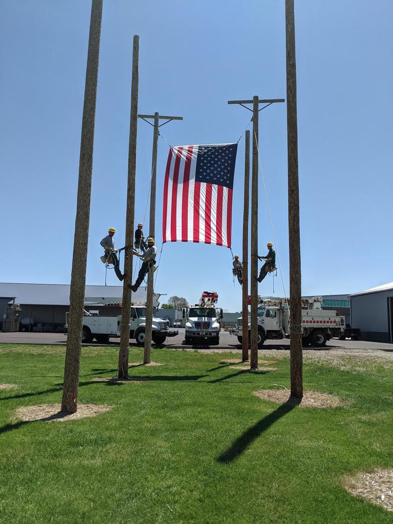 Power Line displays American flag