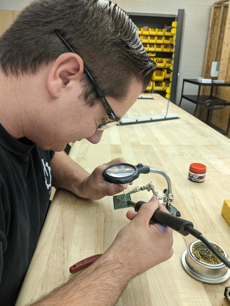 Student working on a close circuit